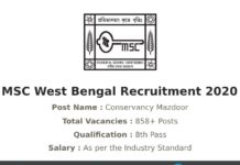 MSC West Bengal Recruitment 2020