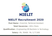 NIELIT Recruitment 2020