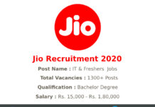 Jio Recruitment 2020