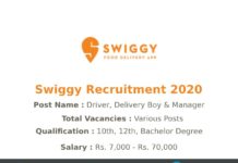 Swiggy Recruitment 2020