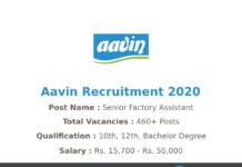 Aavin Recruitment 2020