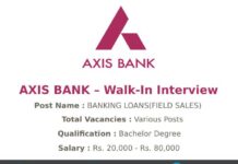 AXIS BANK Walk-In Interviews