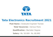 Tata Electronics Recruitment 2021