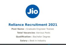 Reliance Recruitment 2021