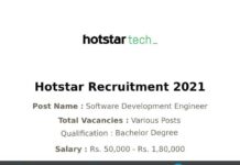 Hotstar Tech Recruitment 2021