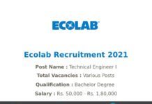 Ecolab Recruitment 2021