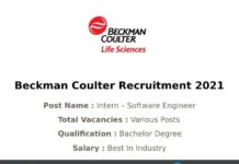 Beckman Coulter Recruitment 2021