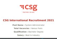 CSG International Recruitment 2021