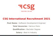 CSG International Recruitment 2021