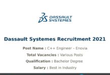 Dassault Systemes Recruitment 2021