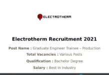 Electrotherm Recruitment 2021