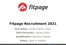 Fitpage Recruitment 2021