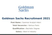 Goldman Sachs Recruitment 2021