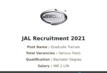 JAL Recruitment 2021