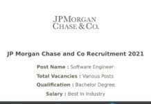 JP Morgan Chase and Co Recruitment 2021
