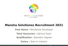 Mansha Solutionss Recruitment 2021