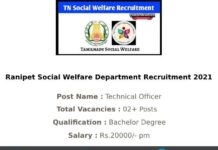 Ranipet Social Welfare Department recruitment 2021