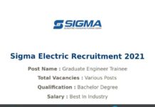 Sigma Electric Recruitment 2021