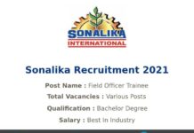 Sonalika Recruitment 2021