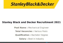 Stanley Black and Decker Recruitment 2021