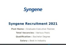 Syngene Recruitment 2021