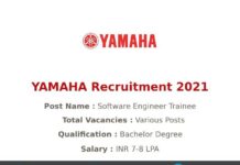 YAMAHA Recruitment 2021