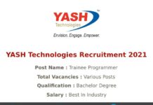 YASH Technologies Recruitment 2021