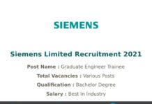 Siemens Limited Recruitment 2021