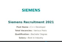 Siemens Recruitment 2021