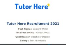Tutor Here Recruitment 2021