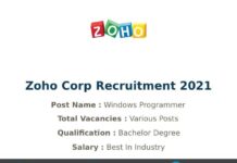 Zoho Corp Recruitment 2021
