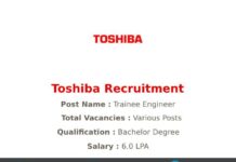 Toshiba Recruitment 2021