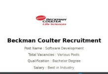 Beckman Coulter Diagnostics Recruitment 2022