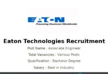 Eaton Technologies Recruitment 2022