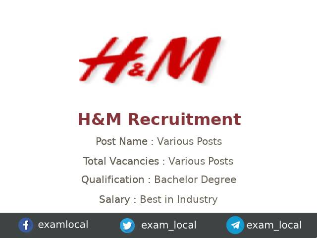 H&M Recruitment 2025 | Various Fashion PR Lead Jobs - ExamLocal.in